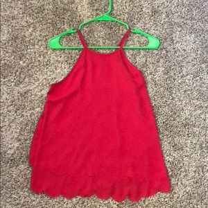 Red scalloped top